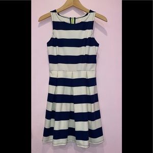 Navy Blue Striped A line Dress